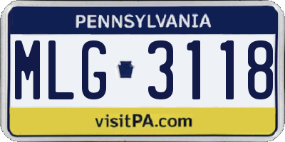 PA license plate MLG3118
