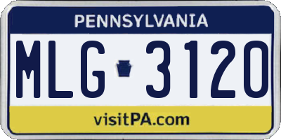 PA license plate MLG3120