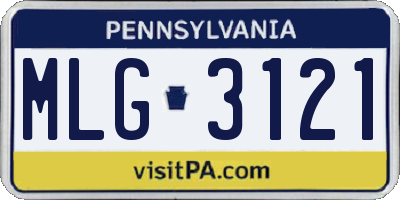 PA license plate MLG3121