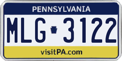 PA license plate MLG3122