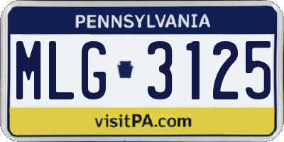 PA license plate MLG3125