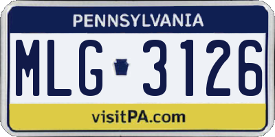 PA license plate MLG3126