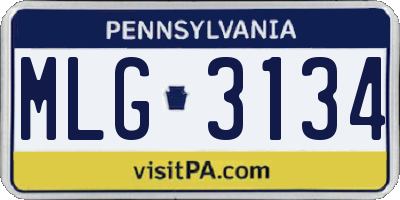 PA license plate MLG3134