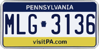 PA license plate MLG3136