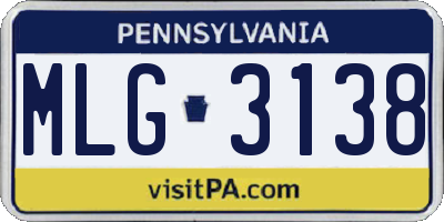PA license plate MLG3138
