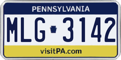PA license plate MLG3142