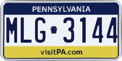 PA license plate MLG3144
