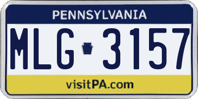 PA license plate MLG3157