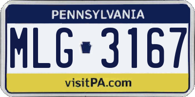 PA license plate MLG3167
