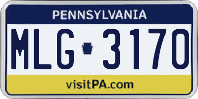 PA license plate MLG3170