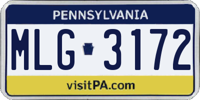 PA license plate MLG3172