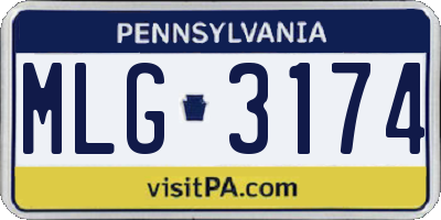 PA license plate MLG3174