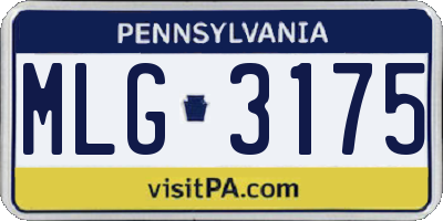 PA license plate MLG3175