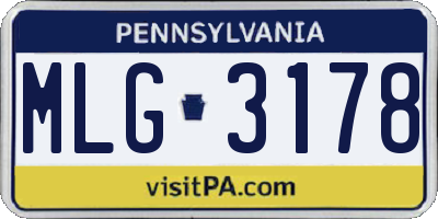 PA license plate MLG3178