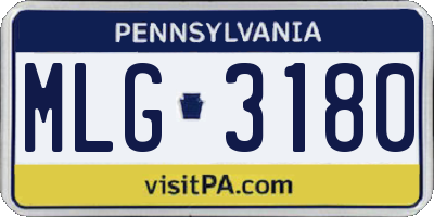 PA license plate MLG3180