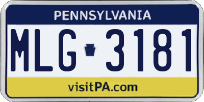 PA license plate MLG3181