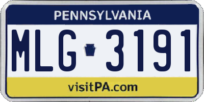 PA license plate MLG3191
