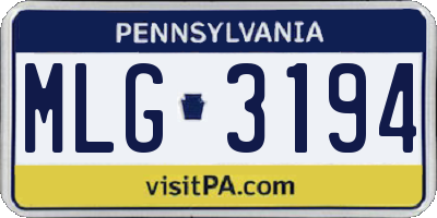 PA license plate MLG3194