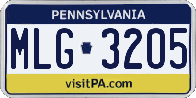 PA license plate MLG3205