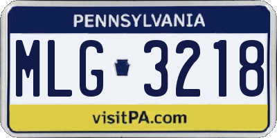 PA license plate MLG3218