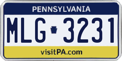 PA license plate MLG3231