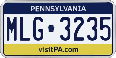 PA license plate MLG3235