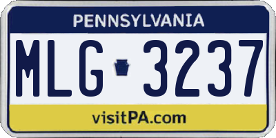 PA license plate MLG3237