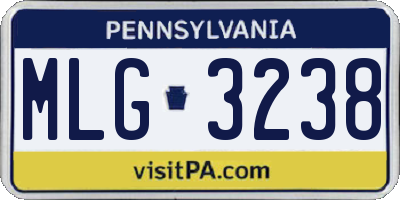 PA license plate MLG3238