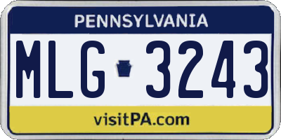 PA license plate MLG3243