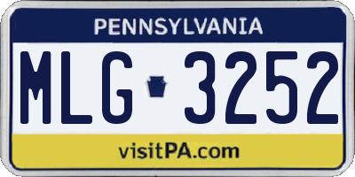 PA license plate MLG3252