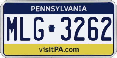 PA license plate MLG3262