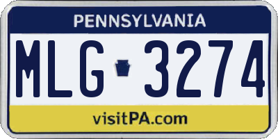PA license plate MLG3274