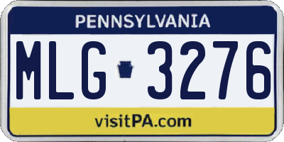 PA license plate MLG3276