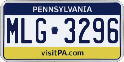 PA license plate MLG3296