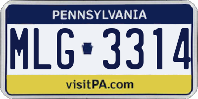 PA license plate MLG3314
