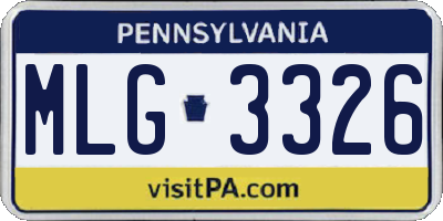 PA license plate MLG3326