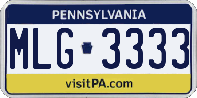 PA license plate MLG3333