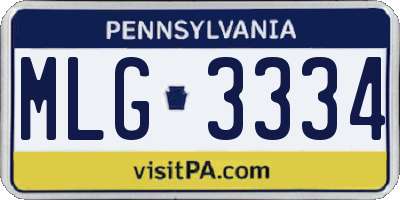 PA license plate MLG3334