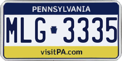 PA license plate MLG3335
