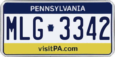 PA license plate MLG3342