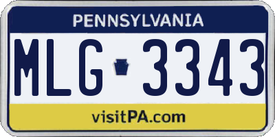 PA license plate MLG3343