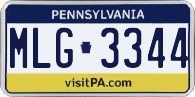 PA license plate MLG3344