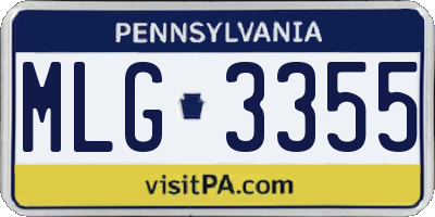PA license plate MLG3355