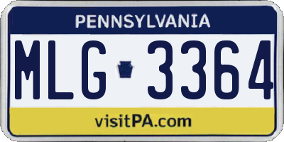 PA license plate MLG3364