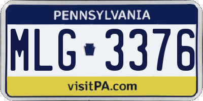 PA license plate MLG3376
