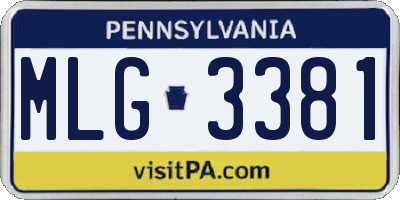 PA license plate MLG3381