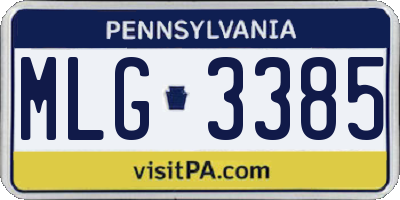 PA license plate MLG3385