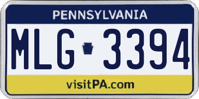 PA license plate MLG3394
