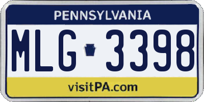 PA license plate MLG3398
