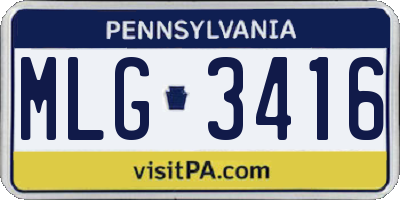 PA license plate MLG3416